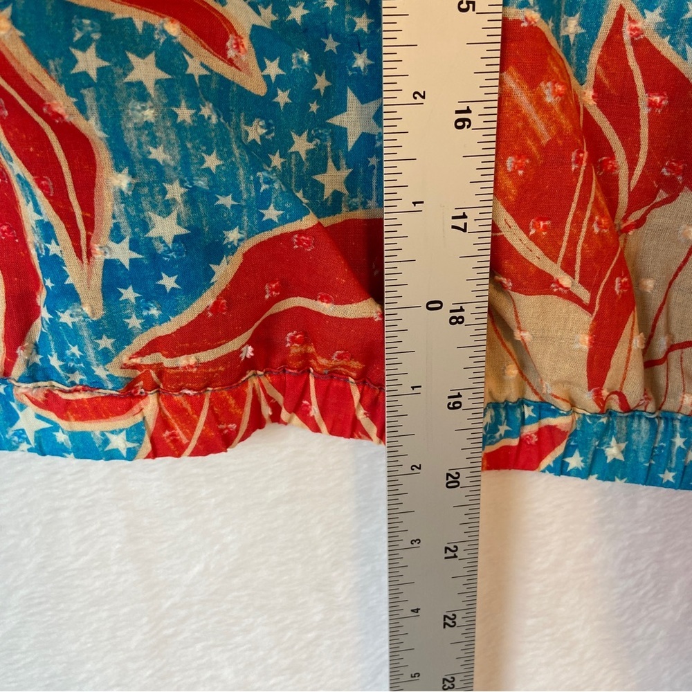 FARM Rio Blue Floral Puff-Sleeve Blouse with Red & Cream Accents - Picture 8 of 14